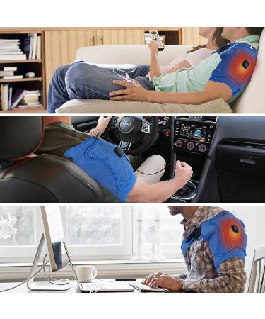 Heated Shoulder Support Brace Adjustable Heating Pad Wrap Four Point Compression Heating Shoulder Pad Wrap USB Electric Plug for Left Right Shoulder - Buy Online on GoSupps.com