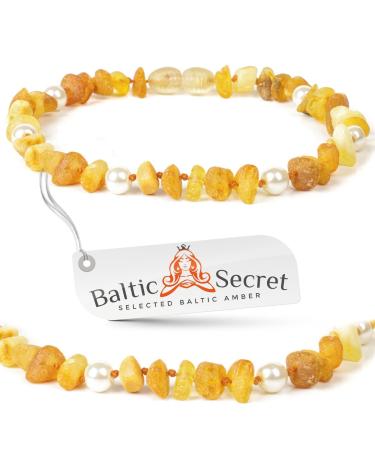 AmberForPets amber necklace dog amber collar dogs with pearls tick protection cat & dogs Baltic amber raw 48cm - Buy Online on GoSupps.com
