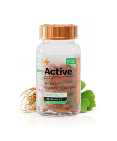 Nutra Nutrition Panax Ginseng & Ginkgo Biloba Supplement 200 mg Ginseng + 80 mg Ginkgo 60 Softgels Energy & Focus Support