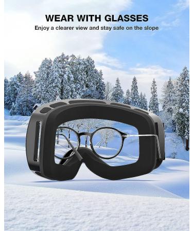ZIONOR X10 Ski Snowboard Goggles - Anti-fog, UV Protection, OTG for Men Women Youth (VLT 17% Black Frame Black Lens) - Buy Online on GoSupps.com