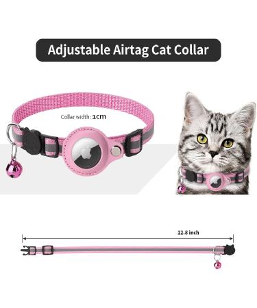 Kolacen Reflecting Airtag Cat Collar with Shell & Bell - Adjustable Safety Buckle for Puppies & Kittens (Pink) - International Shipping Available - Buy Online on GoSupps.com