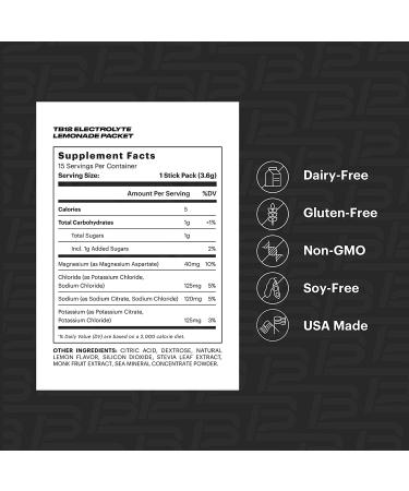 TB12 Electrolyte Supplement Powder by Tom Brady - Fast Hydration Lemonade 15 Count - Low Sugar, Low Calorie, Dairy Free, Vegan - Magnesium, Sodium, Potassium, Zinc - Natural Easy to Mix Powder - Buy Online on GoSupps.com