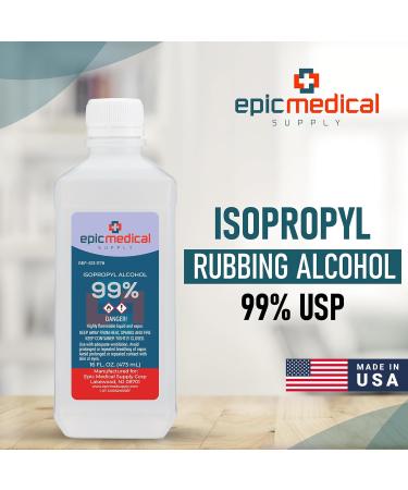 99% Isopropyl Alcohol 16 oz. Bottle - Epic Medical Supply General Purpose Cleaner (2 Pack) - Buy Online on GoSupps.com