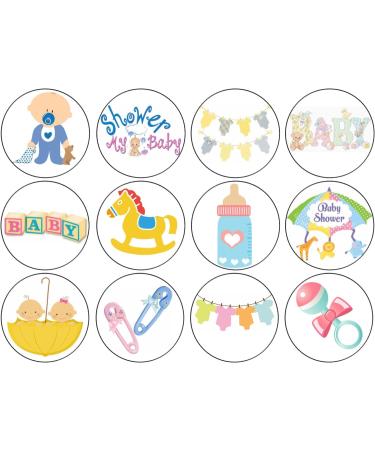 24 x Baby Shower 4.4cm Edible Wafer Card Disc Cupcake Toppers (NOT PRE Cut) - Buy Online on GoSupps.com