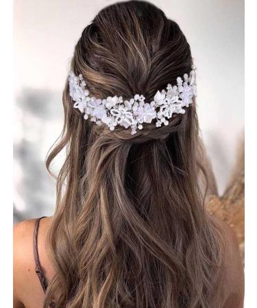 IYOU Bridal Wedding Hair Vines Silver Flower Headbands Pearls Communion Bride Bridesmaid Hair Accessories for Women and Girls - Buy Online on GoSupps.com