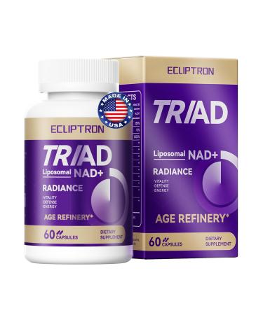 Ecliptron NAD+ Supplement for Women & Men 1800mg - Liposomal NAD Plus with Nicotinamide Riboside & Resveratrol Anti-Aging | Mitochondrial Health | Radiant Skin - 60 Capsules