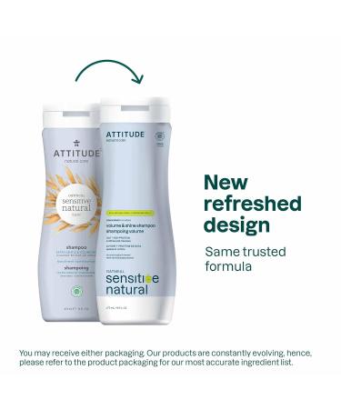 ATTITUDE Shampoo Volume & Shine 16 fl oz - Plant-Based Unscented Oatmeal Formula for Sensitive Scalps - Gentle Daily Cleanser - Pack of 6 - Buy Online on GoSupps.com