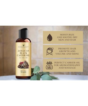 Handcraft Blends Jamaican Black Castor Oil - 4 Fl Oz | 100% Pure & Natural Hair Growth | Premium Carrier Oil for Hair Eyelashes & Eyebrows - Buy Online on GoSupps.com