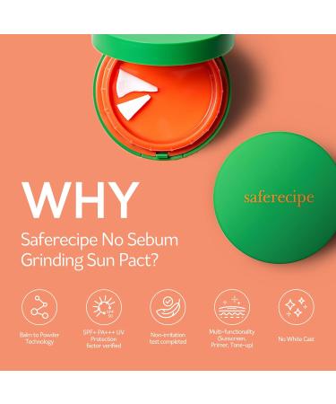 PESTLO Saferecipe No Sebum Grinding Sun Pact SPF 50+ | Hypoallergenic Sebum Control Sunscreen - 0.63oz/18g - Buy Online on GoSupps.com