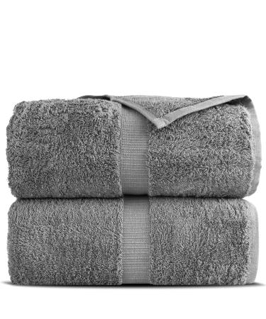 Towel Bazaar Premium Turkish Cotton Super Soft and Absorbent Towels (2-Piece Bath Sheet Towel, Gray) Gray 2-Piece 35'' x 70'' Bath Sheet Towels