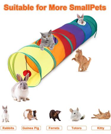 Shoze Cat Tunnel Collapsible Cat Toys Tunnel with 2 Peek Holes Rainbow Tunnel for Indoor Cats Pet Interactive Play Tunnels with a Play Ball Exercising Hiding Training and Running with Fun - Buy Online on GoSupps.com