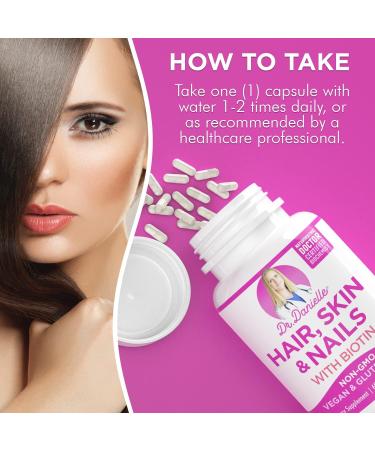 Doctor Danielle Hair Skin Nails Vitamins Biotin 5000mcg Supplement for Hair Growth & Glowing Skin with Organic Coconut Water & Rice Phytoceramides - Buy Online on GoSupps.com