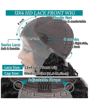 Short Bob Ocean Wave Body Wave 13x4 HD Lace Front Wig - Brazilian Remy Human Hair, Pre Plucked, Natural Black, 12 Inch - 150% Density - Buy Online on GoSupps.com