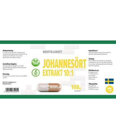 Millepertuis (St. John's Wort) quivalent 5.000 mg (500 mg d'extrait 10:1) 180 g lules v g taliennes test es en laboratoire par des tiers - Buy Online on GoSupps.com