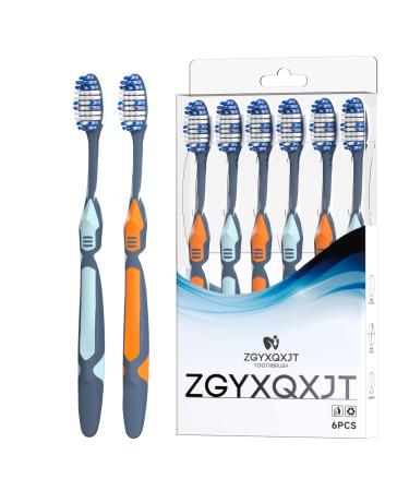 Soft Toothbrushes for Adults Dollar Manual Toothbrush Wave Shaped Bristles for Excellent Cleaning Effect Anti Slip Handle (6 Packs)