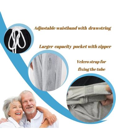 Catheter Leg Bag Pants for Men/Women - Urine Bag Holder with Double Zippered Pockets Holds 2000ml - X-Large Grey - Buy Online on GoSupps.com