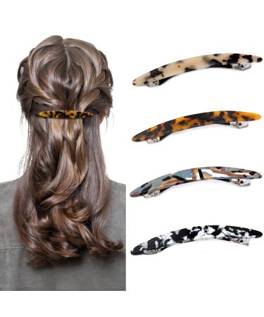 XIWIMISID Hair Barrettes for Women Thick Hair Large No Slip Womens Hair Styling Accessories Automatic Clasp Retro Classic Hair Clips 4 Pieces (Style three)