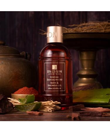 Spa Ceylon Sensual Sandalwood Bath & Shower Gel | Hydrating Herbal Bath Wash with Essential Oils | Organic Aloe Vera and Coconut - Buy Online on GoSupps.com