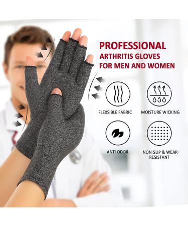 Zexhoor Arthritis Compression Gloves - 2 Pairs for Women Men, Carpal Tunnel Pain Relief, Fingerless for Typing, Daily Work - Medium Brown/Grey (1 Pair Each) - Buy Online on GoSupps.com