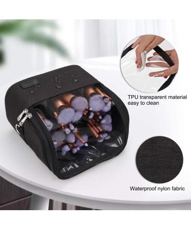 Large Black Makeup Brush Case Organizer with Adjustable Dividers and Shoulder Strap - Buy Online on GoSupps.com