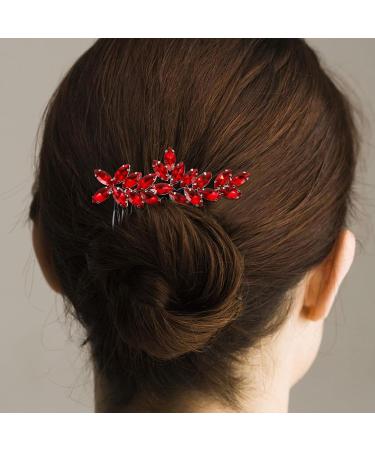 NOLITOY Wedding Hair Side Comb Bride Crystal Headpiece Full Red Rhinestone Hair Side Comb Wedding Hair Accessories for Women and Girls Supplies - Buy Online on GoSupps.com