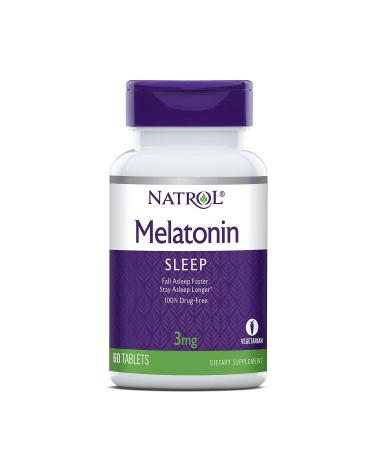 Natrol Melatonin Tablets, Helps You Fall Asleep Faster, Stay Asleep Longer, Strengthen Immune System, 3mg, 60 Count