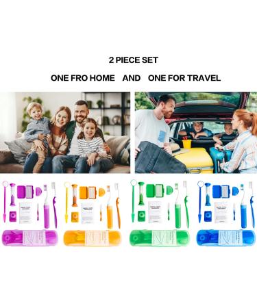 Portable Orthodontic Oral Care Kit - 2 Pack - Interdental Brushing, Floss, Toothbrush Cleaning - Purple & Blue Travel Kit - Buy Online on GoSupps.com