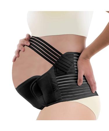MDHAND Pregnancy Support Belt 3 in 1 Maternity Belt Lumbar Back Support Waist Maternity Belly Bands & Support Relieve Back Hip M Black