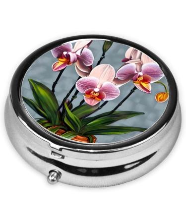 Blooming Orchids Round Pill Box | 3 Compartment Organizer | Portable Travel Pill Box for International Shipping - Buy Online on GoSupps.com