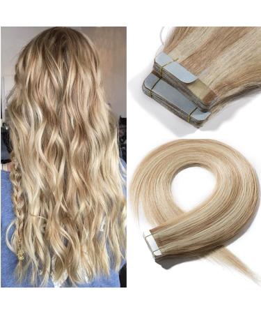 SEGO TAPE in Extensions Hair extension glue remy real hair 20 Tressen hair part remy hair with 10pcs free tapes -50g honeyblond/light blond #18P613 20 "(50cm) -50g