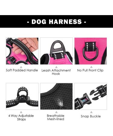 Phoepet Reflective Adjustable Dog Harness - Anti-Educational Training Handle Name ID Card XS Rose - Perfect for Easy Tightening & Weight Management - Buy Online on GoSupps.com