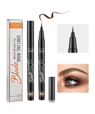 MARIA AYORA Liquid Eyebrow Pencil Brow Tint Pen With Micro Brush Tip Longlasting Waterproof Smudgeproof Eye Brow Makeup Grey Brown(Pack of 2)