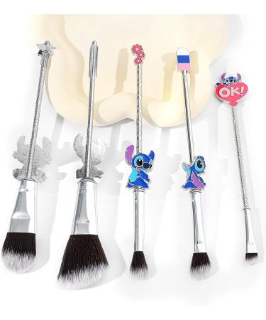 Cartoon Theme Stitch Makeup Brush Set 5Pcs with Storage Bag - Ideal Face Cosmetic Brushes for Eyes, Cheeks, and Lips - Perfect Birthday Gift for Women and Girls (Style 1) - Buy Online on GoSupps.com