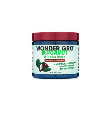 Wonder Gro Bergamot with Shea Butter Hair Grease Styling Conditioner  12 fl oz - Moisturizes & Adds Shine  Prevents Breakage - Best Dry Hair Formula