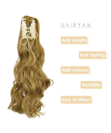 Gairyan 45cm Dark Blonde Claw Clip Ponytail Extensions - Curly Wavy Synthetic Hair for Women - Buy Online on GoSupps.com