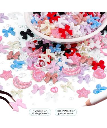 Nayyana 500-Part Set: 3D Nail Trailers Pearls & Nail Loop Fans - 8 Colors of Cute Nail Jewels for DIY Art Decoration - Buy Online on GoSupps.com