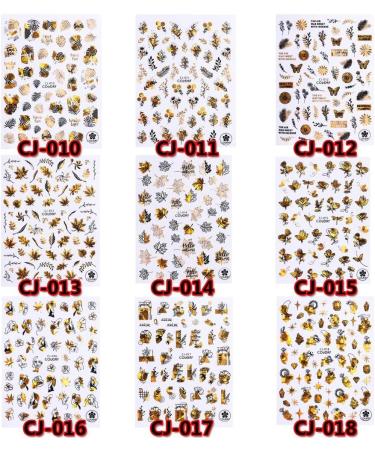 Gold Slider Decals Winter Nail Design Maple Leaf Nail Stickers 3D Valentine Rose Holographics(CJ-017) - Buy Online on GoSupps.com