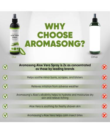 Aromasong Organic Aloe Vera After Sun Spray - 2X Concentrated Aloe for Sunburn Relief | 8oz After Sun Care - Buy Online on GoSupps.com