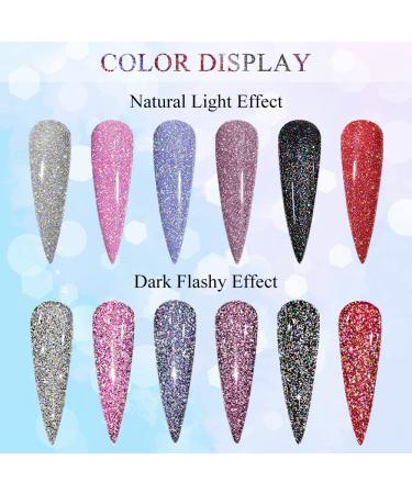 MIZHSE Holographic Gel Polish Set - Reflective Glitter, Laser, Galaxy Gloss - Nail Art Unicorn Mirror Effect Gel Polish Collection - Buy Online on GoSupps.com