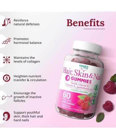 Steph's Pantry Biotin Gummies - Gorgeous Hair, Skin & Nails - Gluten, Nut Free - Non-GMO - Plant Based Pectin - 2 Pack - Buy Online on GoSupps.com