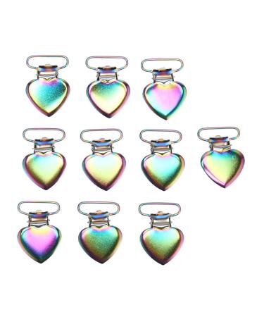 Pacifier Strap Clips Metal Heart Pacifier Clips 10pcs Exquisite Cartoon Cute for Babies Teething