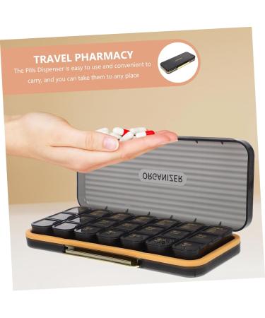 GOOHOCHY Medicine Box Pill Case Travel Medicine Storage Travel Pill Case 7 Day Pill Holder Vitamin Container Medicine Organizer Travel Pill Organizer Abs Elder Storage Box Black 23.00X9.50X3.00CM - Buy Online on GoSupps.com