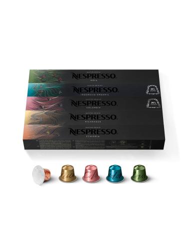 Nespresso Nespresso Original - Assortiment Master Origins 50 Capsules de caf - 10x Indonesia Organic 10x India 10x Colombia 10x Nicaragua 10x Ethiopia