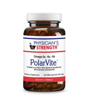 Physician's Strength PolarVite - 60 Gelcaps - Vitamin A & D Wild Sockeye Salmon Fish Oil with Natural Astaxanthin - 30 Servings