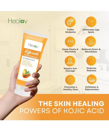 Kojic Acid Soap for Hyperpigmentation - Skin Brightening Papaya Wash - Dark Spot Remover for Acne Scars & Even Skin Tone - Turmeric Cleanser for Glowing Skin - Buy Online on GoSupps.com