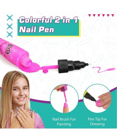 Amagoing Nail Art Kit for Kids with Nail Dryer, 2 in 1 Pens, Fake Nails, DIY Stickers - Birthday & Christmas Gift for Girls Ages 6-12 - Buy Online on GoSupps.com