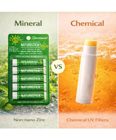 Naturistick SPF 30 Mineral Lip Balm Variety Bundle 5 Flavors (Raspberry Coconut Spearmint Citrus Cherry) | Water Resistant 80 Min - Buy Online on GoSupps.com