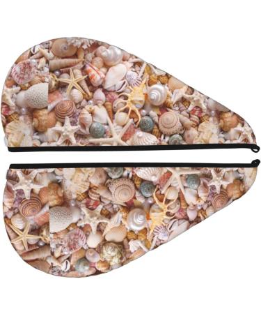 Hair Towel Wrap - Quick Drying Turban with Button | Colorful Seashells Design for Effortless Hair Care - Buy Online on GoSupps.com