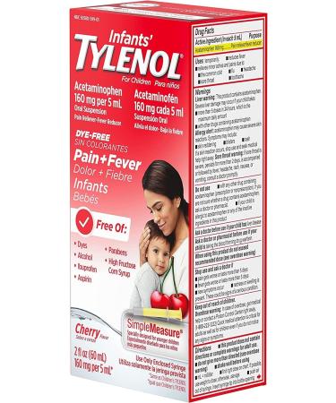 Buy Tylenol Infants Oral Suspension - Dye-Free Cherry 2 Fl. Oz (Pack of 2) | Fast International Shipping - Buy Online on GoSupps.com
