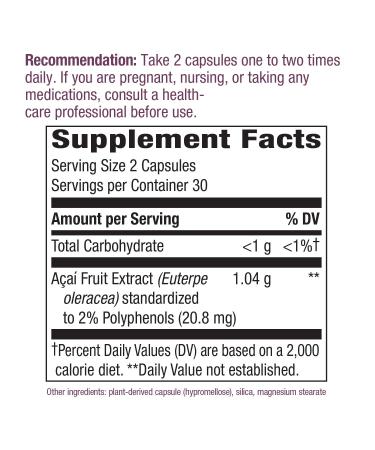 Nature's Way Acai Capsules - 60 Vcaps for Antioxidant Support | Shop Now - Buy Online on GoSupps.com
